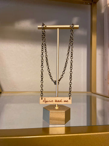 “Spirit Lead Me” Wood Bar Necklace