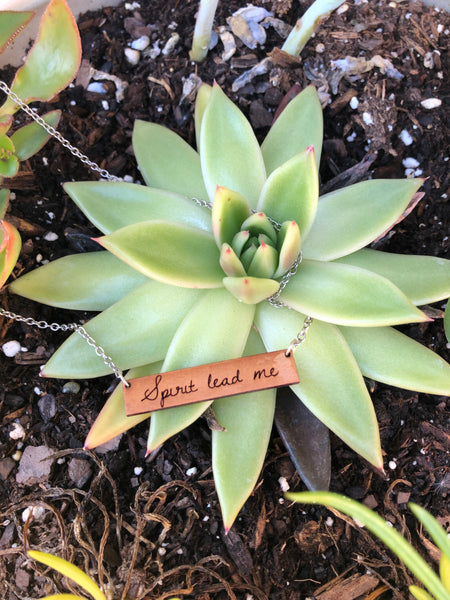“Spirit Lead Me” Wood Bar Necklace