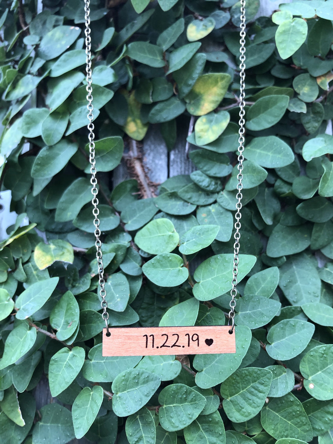 Anniversary Wood Bar Necklace